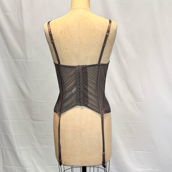 Chantal Thomass corset lingerie teddy shapewear garter belt clip chocolate brown - Picture 11 of 17